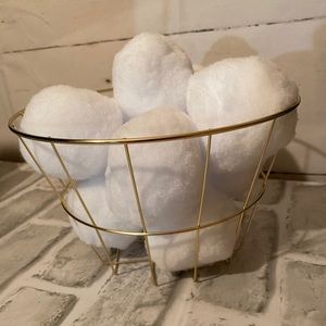 Indoor Snowball Fight Kit Game Wire Basket Gold